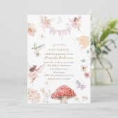 水の色エレガント妖精ワイルドフラワーガーデンベビー 招待状 (スタンド正面)