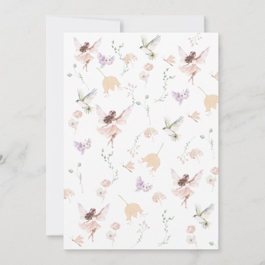 水の色エレガント妖精ワイルドフラワーガーデンベビー 招待状 (裏面)