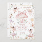 水の色エレガント妖精ワイルドフラワーガーデンベビーS 招待状 (正面/裏面)