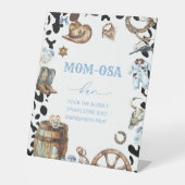 水の色エレガント小さなカウボーイ赤ちゃんシャワー母 –  台座サイン (正面)