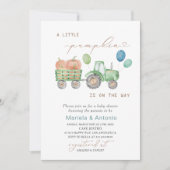 水の色エレガント小さなカボチャ赤ちゃんシャワー 招待状 (正面)