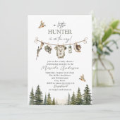 水の色エレガント小さなハンターベビーシャワー 招待状 (スタンド正面)