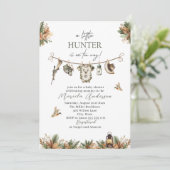 水の色エレガント小さなハンターベビーシャワー 招待状 (スタンド正面)
