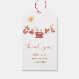 水の色エレガント小さな星サンタ赤ちゃんシャワー ギフトタグ