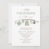 水の色エレガント小さな漁師ベビーShowe 招待状 (正面)