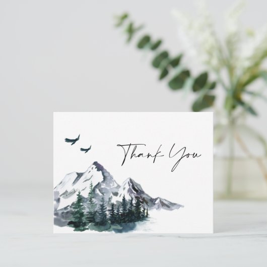 水の色エレガント山林ありがとうQR ポストカード (スタンド正面)