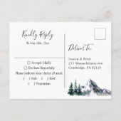 水の色エレガント山林ウェディングRSVP ポストカード (裏面)