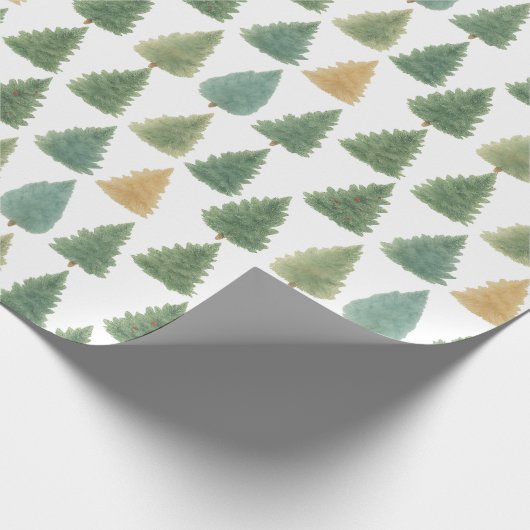 水の色エレガント常緑森林クリスマスギフト ラッピングペーパー (角)