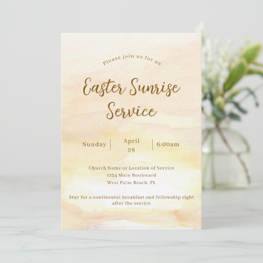 水の色エレガント教会イースターサンライズサービス 招待状 (スタンド正面)