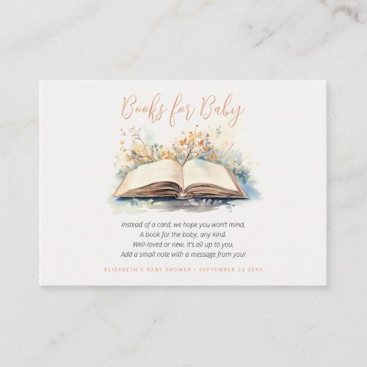 水の色エレガント新しいチャプター赤ちゃんシャワー エンクロージャーカード (正面)