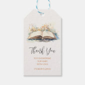 水の色エレガント新しいチャプター赤ちゃんシャワー ギフトタグ (正面)