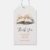 水の色エレガント新しいチャプター赤ちゃんシャワー ギフトタグ (裏面)