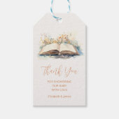 水の色エレガント新しいチャプター赤ちゃんシャワー ギフトタグ (正面)