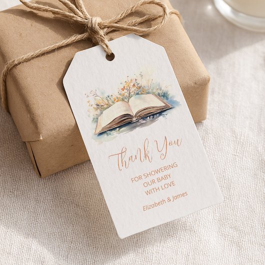 水の色エレガント新しいチャプター赤ちゃんシャワー ギフトタグ