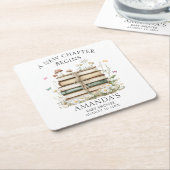 水の色エレガント新しいチャプター赤ちゃんシャワー スクエアペーパーコースター (アングル)