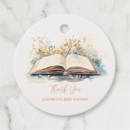 水の色エレガント新しいチャプター赤ちゃんシャワー フェイバータグ