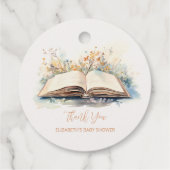 水の色エレガント新しいチャプター赤ちゃんシャワー フェイバータグ (裏面)