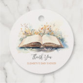 水の色エレガント新しいチャプター赤ちゃんシャワー フェイバータグ (裏面)