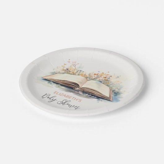 水の色エレガント新しいチャプター赤ちゃんシャワー ペーパープレート (アングル)