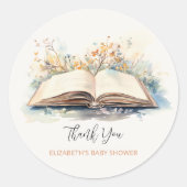 水の色エレガント新しいチャプター赤ちゃんシャワー ラウンドシール (正面)