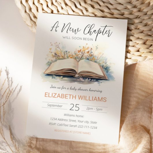 水の色エレガント新しいチャプター赤ちゃんシャワー 招待状