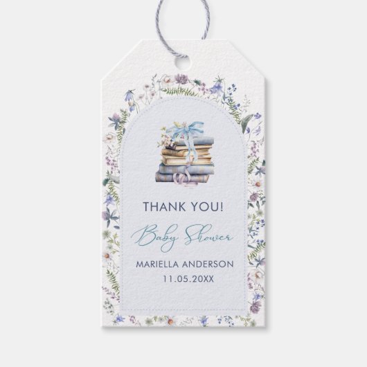 水の色エレガント新しい章を開始ベビーShowe ギフトタグ (正面)
