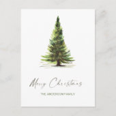 水の色エレガント松の木クリスマスグリーティング ポストカード (正面)