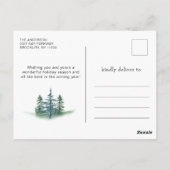 水の色エレガント松の木クリスマスグリーティング ポストカード (裏面)