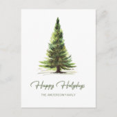 水の色エレガント松の木クリスマスグリーティング ポストカード (正面)