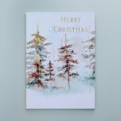 水の色エレガント松の森メリークリスマス 箔シーズンカード