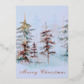 水の色エレガント松の森メリークリスマス 箔シーズンカード (正面)