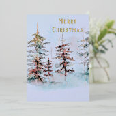 水の色エレガント松の森メリークリスマス 箔シーズンカード (立ち正面)