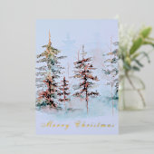 水の色エレガント松の森メリークリスマス 箔シーズンカード (立ち正面)