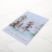 水の色エレガント松の森メリークリスマス 箔シーズンカード (回転した状態)