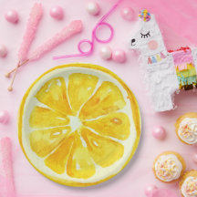 水の色エレガント柑橘類の誕生日パーティーイエロー