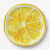 水の色エレガント柑橘類の誕生日パーティーイエロー ペーパープレート (正面)