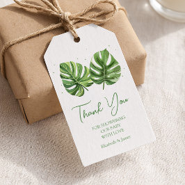 水の色エレガント熱帯パームベビーシャワー ギフトタグ