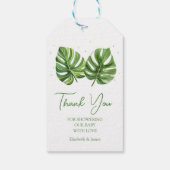 水の色エレガント熱帯パームベビーシャワー ギフトタグ (裏面)