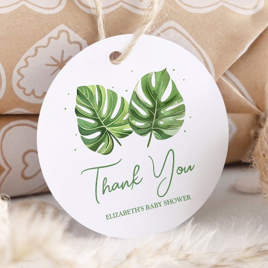 水の色エレガント熱帯パームベビーシャワー フェイバータグ