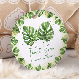水の色エレガント熱帯パームベビーシャワー フェイバータグ
