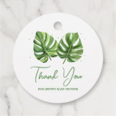 水の色エレガント熱帯パームベビーシャワー フェイバータグ (裏面)
