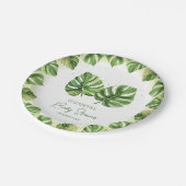 水の色エレガント熱帯パームベビーシャワー ペーパープレート (アングル)