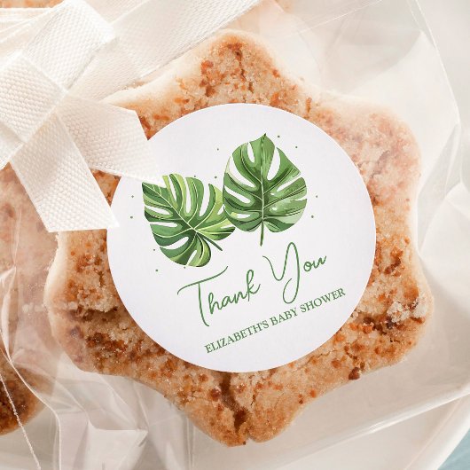 水の色エレガント熱帯パームベビーシャワー ラウンドシール