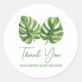 水の色エレガント熱帯パームベビーシャワー ラウンドシール (正面)