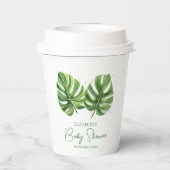 水の色エレガント熱帯パームベビーシャワー 紙コップ (裏面)