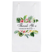 水の色エレガント熱帯フローラありがとう スモールペーパーバッグ (正面)