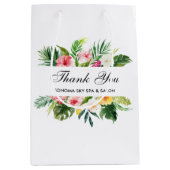 水の色エレガント熱帯フローラありがとう ミディアムペーパーバッグ (正面)