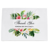 水の色エレガント熱帯フローラありがとう ラージペーパーバッグ (正面)