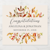 水の色エレガント紅葉カスタムウェディング スパークリングワインラベル (シングルラベル)