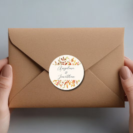 水の色エレガント紅葉カスタムウェディング ラウンドシール